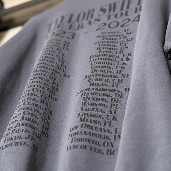 NEW Taylor Swift THE ERAS TOUR Blue Crewneck Sweatshirt sz XS 2024 Dates *Flaw - Picture 3 of 6